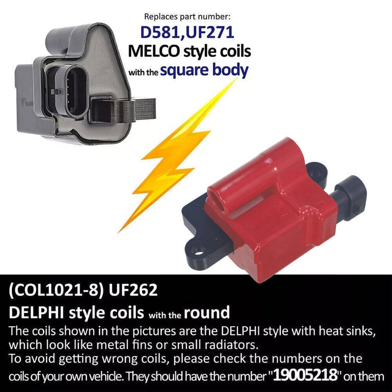 8Pack Square Ignition Coil Spark Plug Wire for Chevy GMC 4.8 5.3 6.0 8.1L