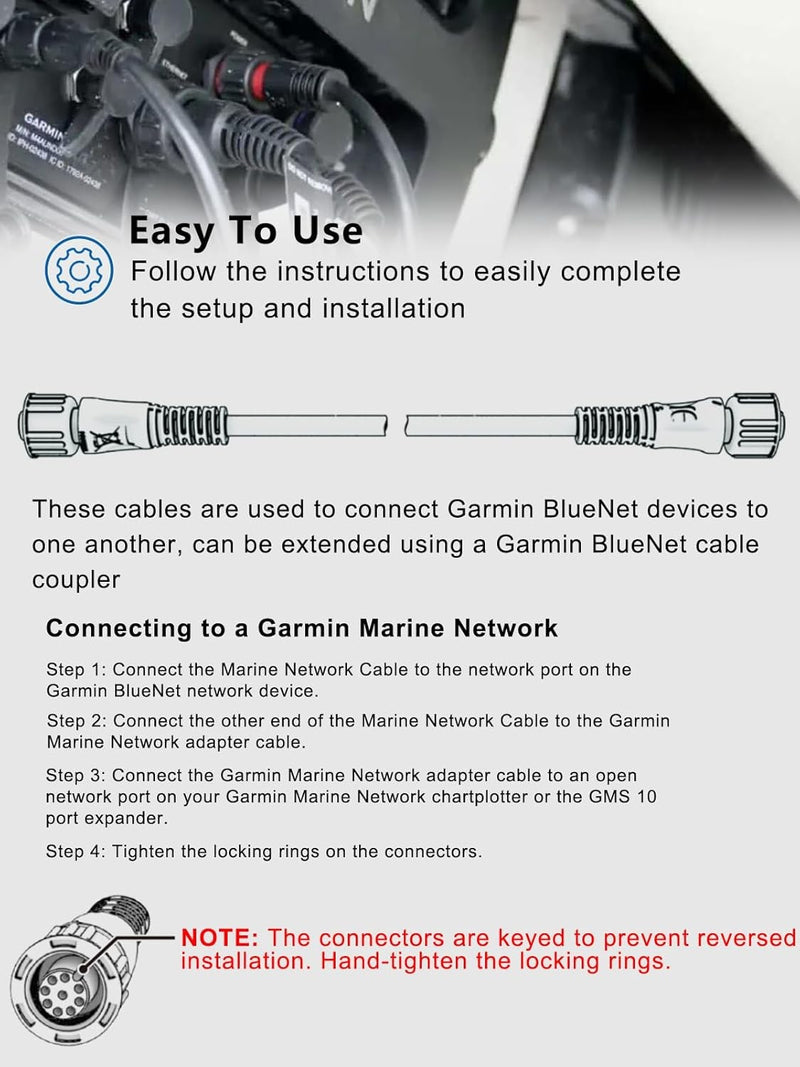 010-12528-30 Marine Network Cable 6 Feet for Garmin Connect BlueNet Devices