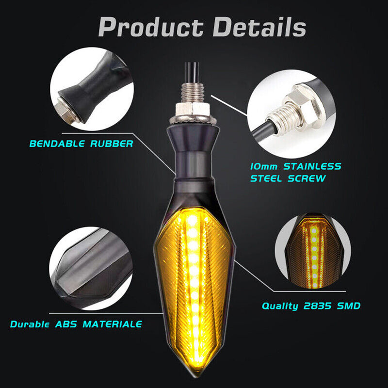 4 Pcs Universal Motorcycle Amber LED Turn Signals Lights Blinker Lamp Indicators