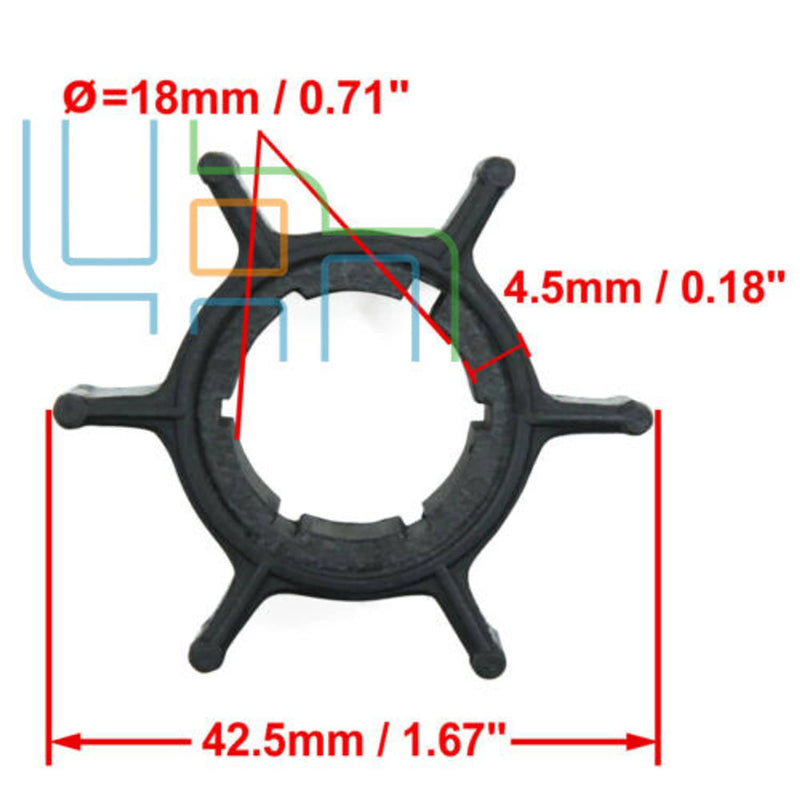DURAFORCE 655-44352-00 Water Pump Impeller for Mariner Yamaha 6HP 6A 8HP 8A 9HP 2 Stroke
