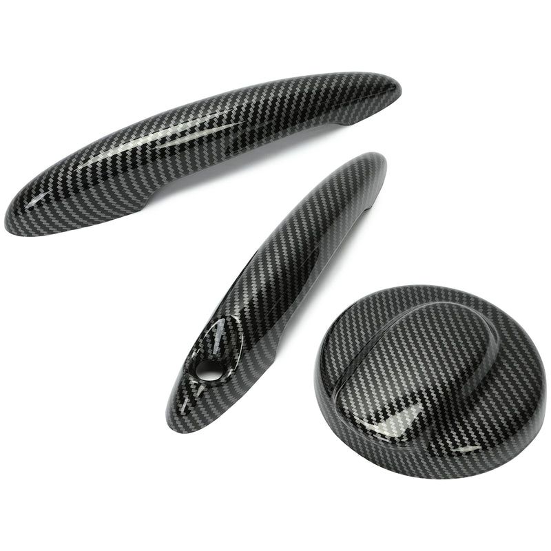 Carbon Style Door Handle Covers Gas Tank Cap for MINI Cooper S R50 R55 R56 06-14