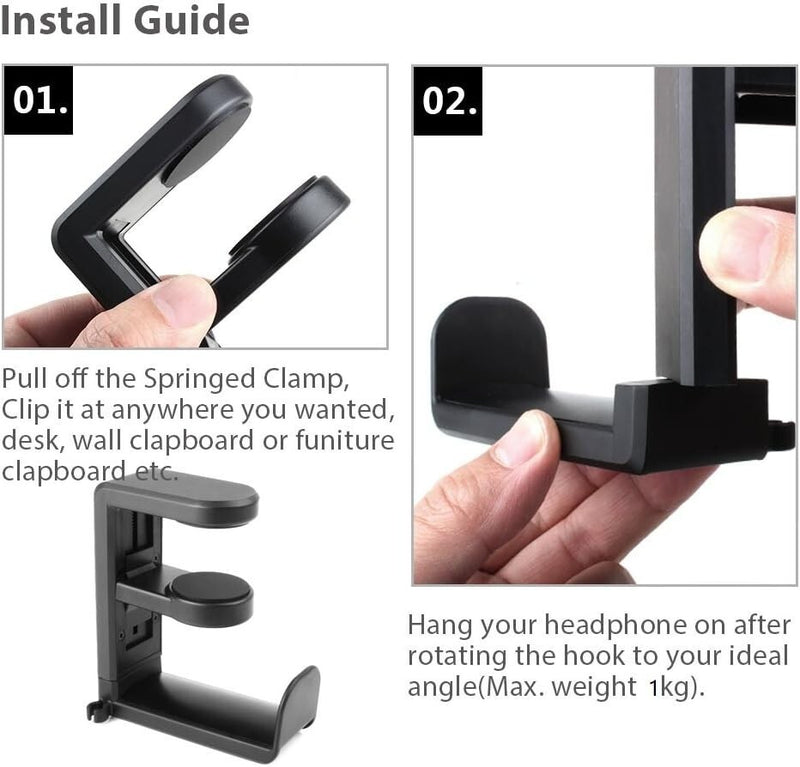 360 Gaming Headphone Hanger Display Stand Holder Hook Under Desk Mount