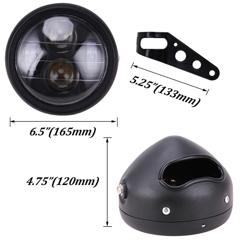 6.5" Retro Headlight Mount Cover with Bracket for Cafe Racer Custom