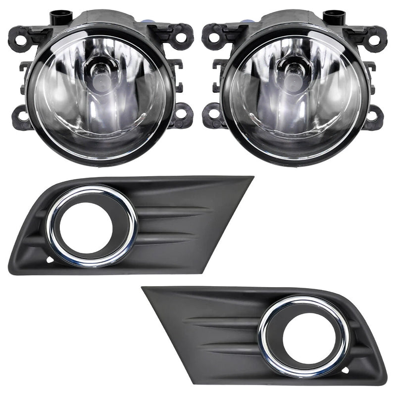 DURAFORCE Right+Left Fog Light W/Cover & Chrome Trim For Honda Pilot 2012 2013 2014 2015