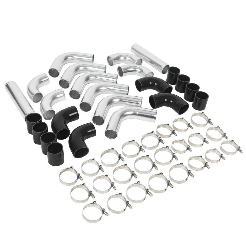 12Pcs 3" Intercooler Piping Kit w/Coupler T-Clamps Universal Aluminum