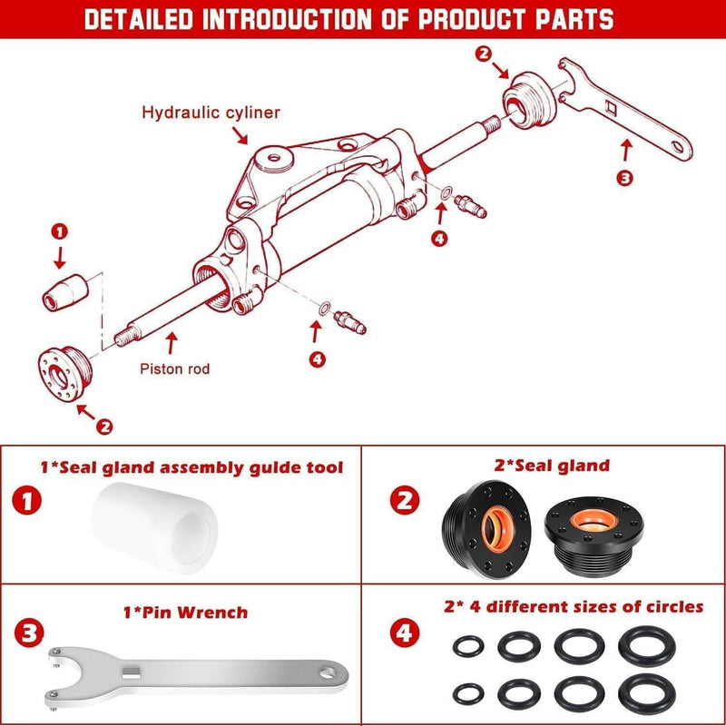 HS5157 Front Mount Hydraulic Steering Cylinder Seal Kit for Seastar Wrench