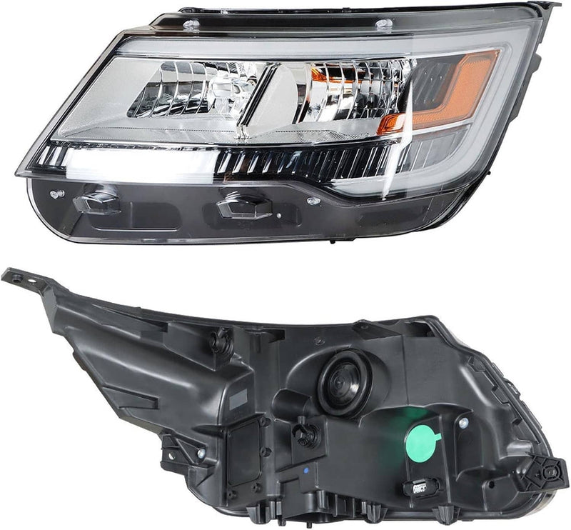Driver Left Headlight w/ LED DRL for Ford Explorer 2016-19 Chrome Housing