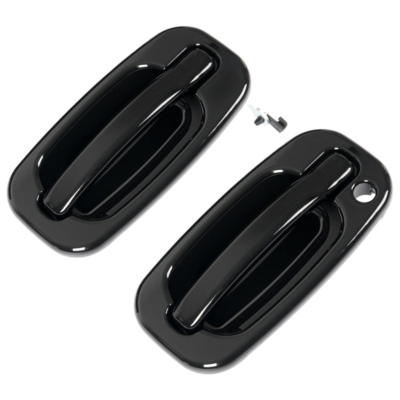 Door Handle Set for Chevy Silverado 1500 1999-2006 Smooth Black Front Outer 2PCS