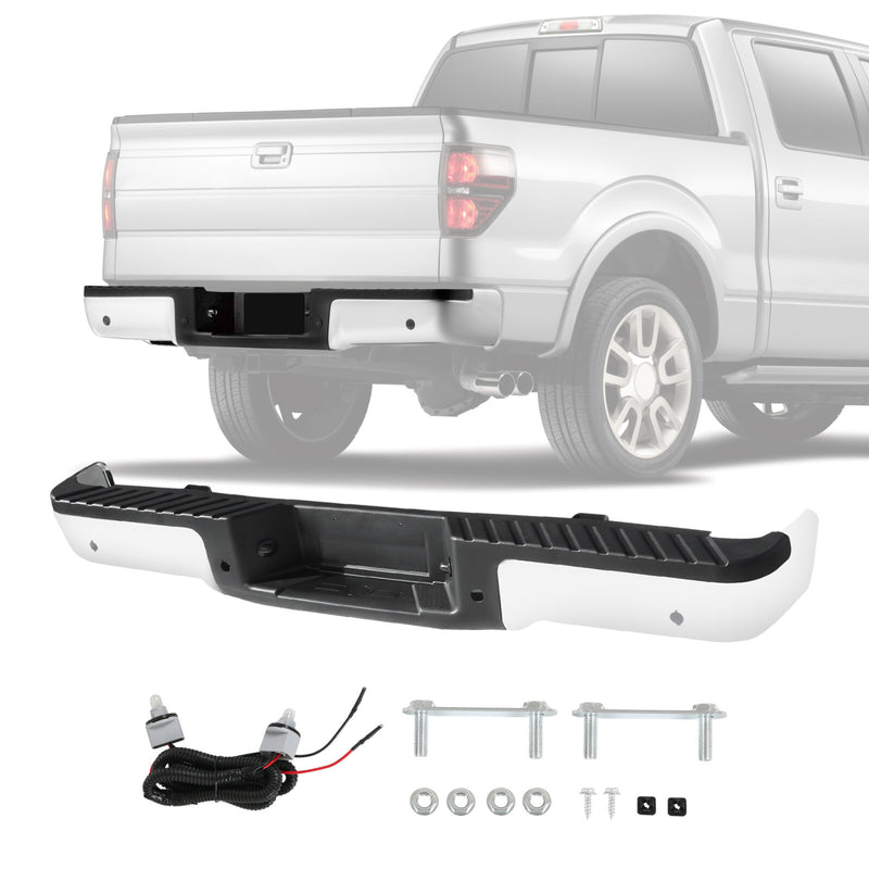 Chrome Rear Step Bumper Assembly with Sensor Holes for Ford F-150 F150 2009-2014