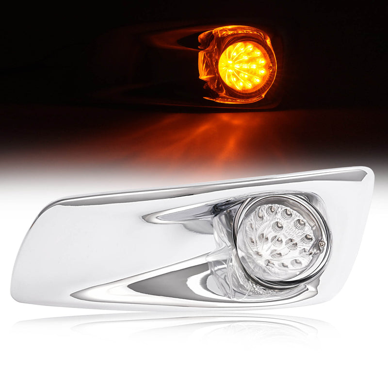 Left LED Fog Light Lamp with Chrome Bezel Clear Lens for Kenworth T660 2007-2017