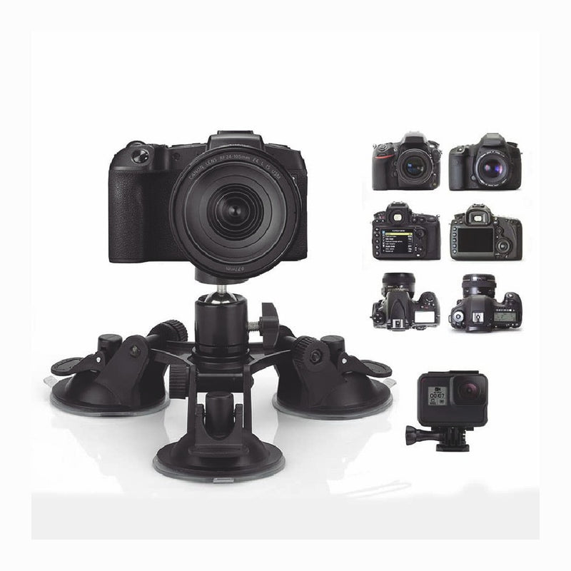 Triple Suction Cup Car Holder Mount for GoPro Hero 10 9 8 7 6 5 DJI OSMO Camera