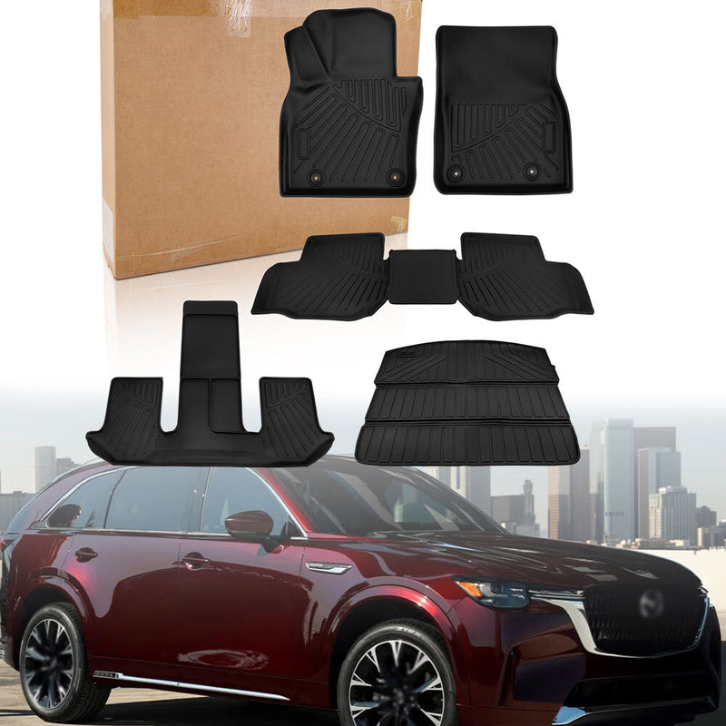 All Weather Floor Mats & Trunk Cargo Liner TPE for Mazda CX-90 3 Row 2024-2025