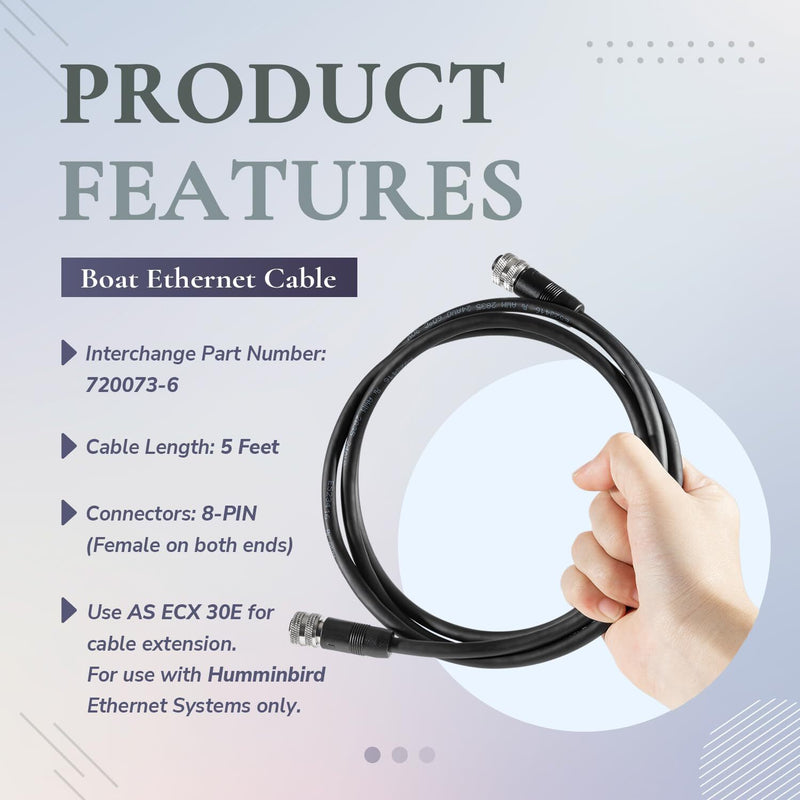 720073-6 5 Foot Ethernet Cable for Humminbird AS EC 5E Helix APEX SOLIX Onix