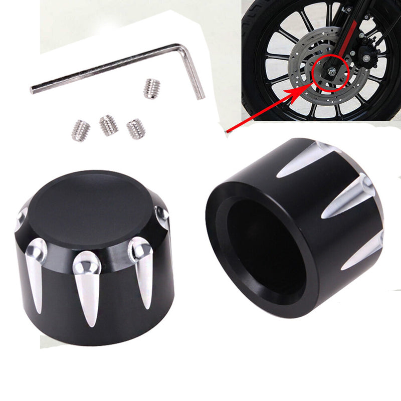 Axle Cap Nut Covers Black Thick Cut Front for Harley Touring Road Glide King