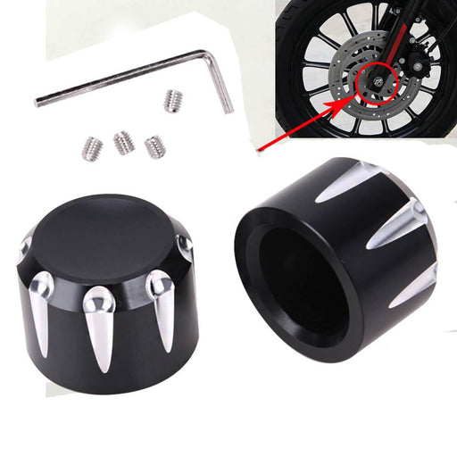 DURAFORCE Axle Cap Nut Covers Black Thick Cut Front for Harley Touring Road Glide King