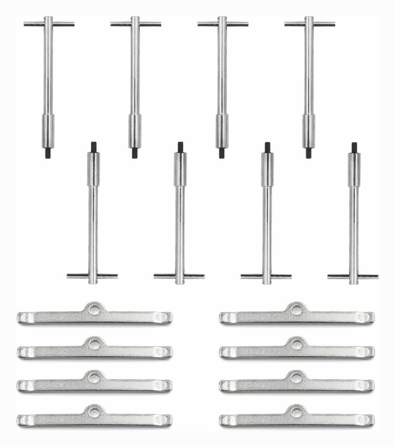 Chrome Tall T-Bar Valve Cover Hold Down Set for Chevy SBC 283 327 350 Bolts Tabs