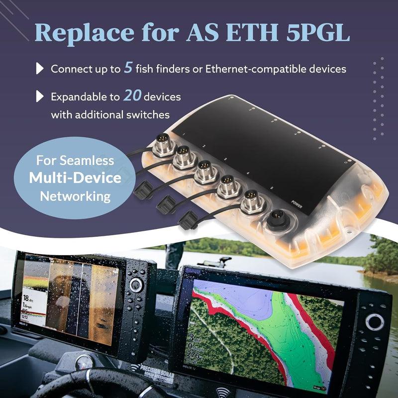 411850-1 5 Port Ethernet Switch for Humminbird AS ETH 5PGL Helix G4N