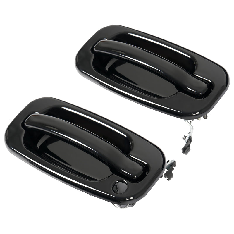 Door Handle Set for Chevy Silverado 1500 1999-2006 Smooth Black Front Outer 2PCS