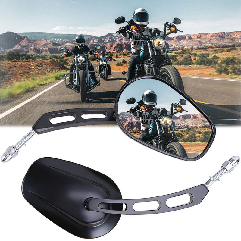 8mm Black Rear View Mirrors for Harley FLSTC FXDB Dyna FXDF Left and Right