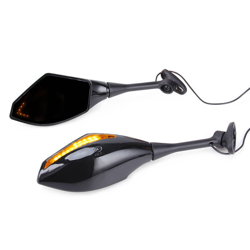 LED Turn Signal Rearview Side Mirrors for Honda CBR600RR GSX-R600 GSX-R750