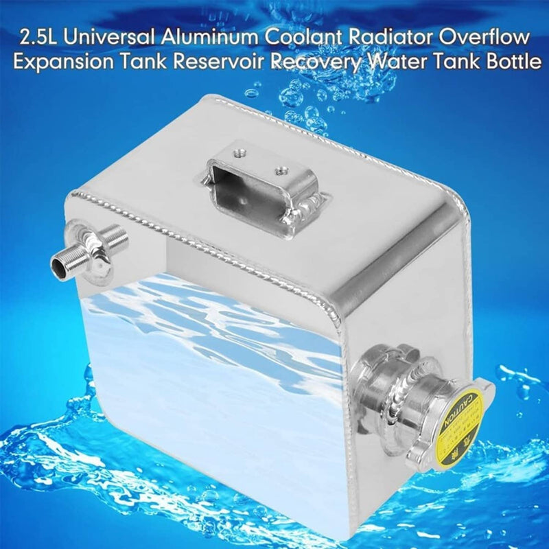 Universal Aluminum 2.5L Water Coolant Radiator Overflow Recovery Tank Bottle