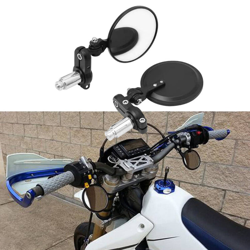 7/8" Round Bar End Side Mirrors for Bobber Cafe Racer Motorcycle Black