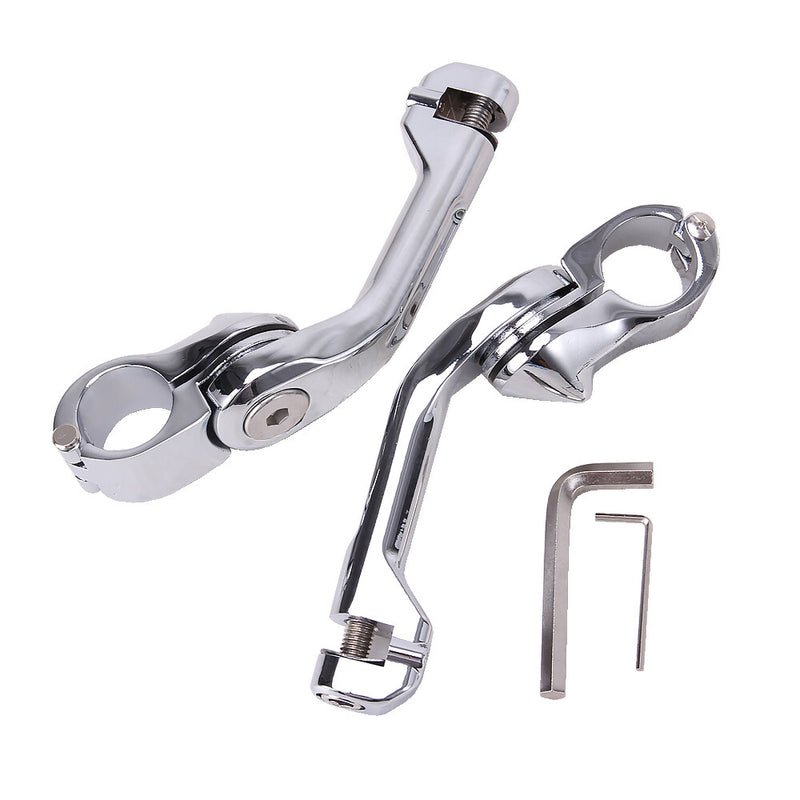 Chrome Long Highway Foot Pegs 1.25" Bars Fit for Harley Road King Street Glide
