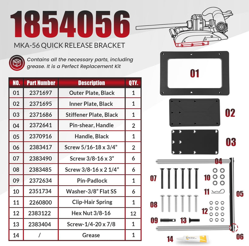 1854056 MKA-56 Quick Release Bracket for Minn Kota Quest Trolling Motor Black