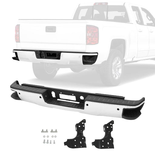 DURAFORCE Chrome Rear Bumper Sensor Holes for Chevy Silverado GMC Sierra 1500 2014-2018