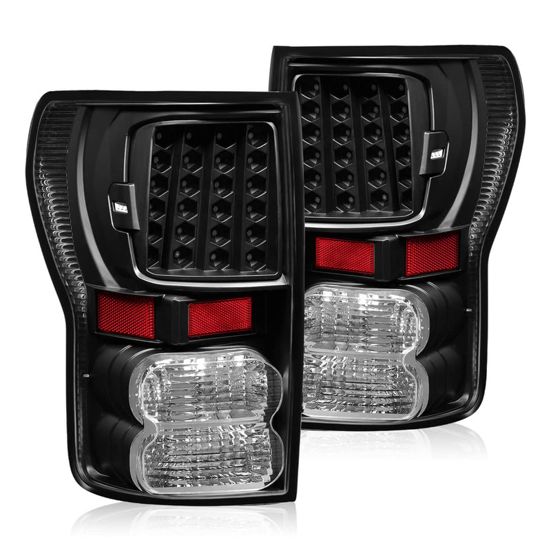 DURAFORCE Full LED Tail Lights Left+Right Black for Toyota Tundra 2007-2013 Pair Set