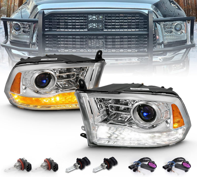 Chrome Projector Headlights w/LED DRL for Dodge Ram 1500 2500 3500