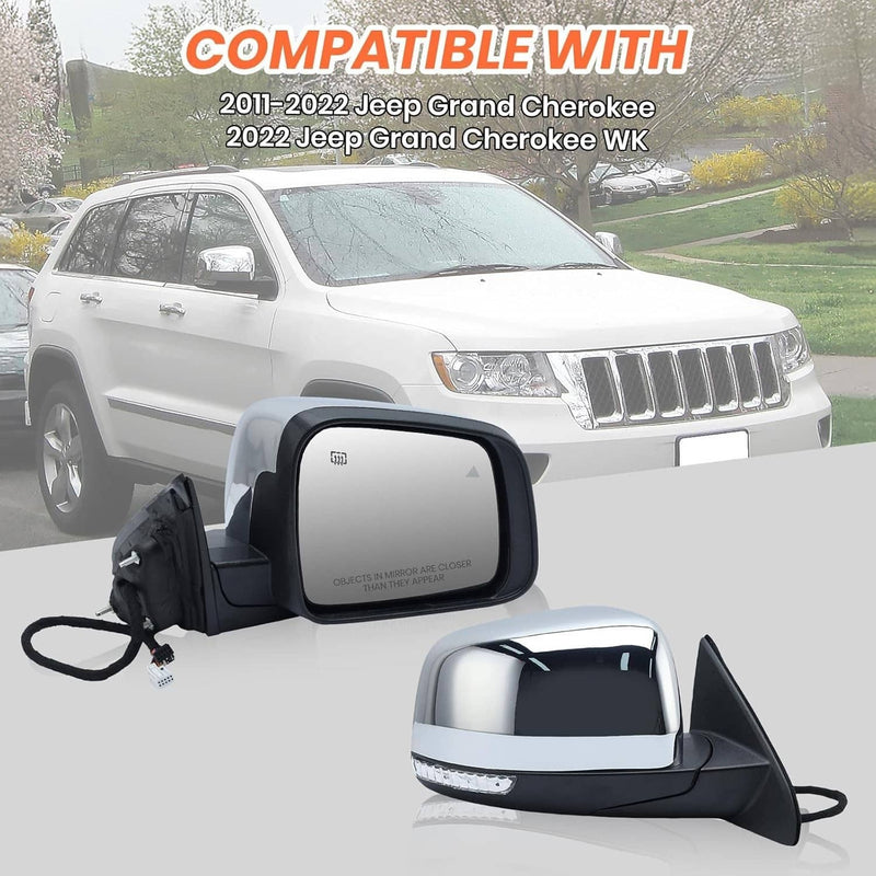 Passenger Side Manual Fold Mirror Blind Spot for Jeep Grand Cherokee 2011-2022