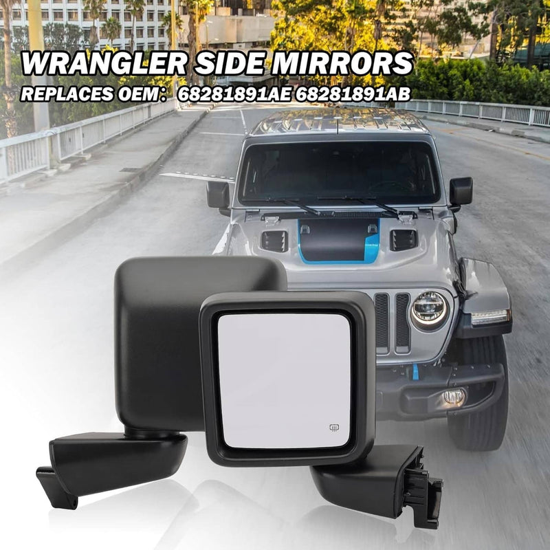 Left Driver Side Power Heated Mirror Rear for Jeep Wrangler Gladiator 2018-2024