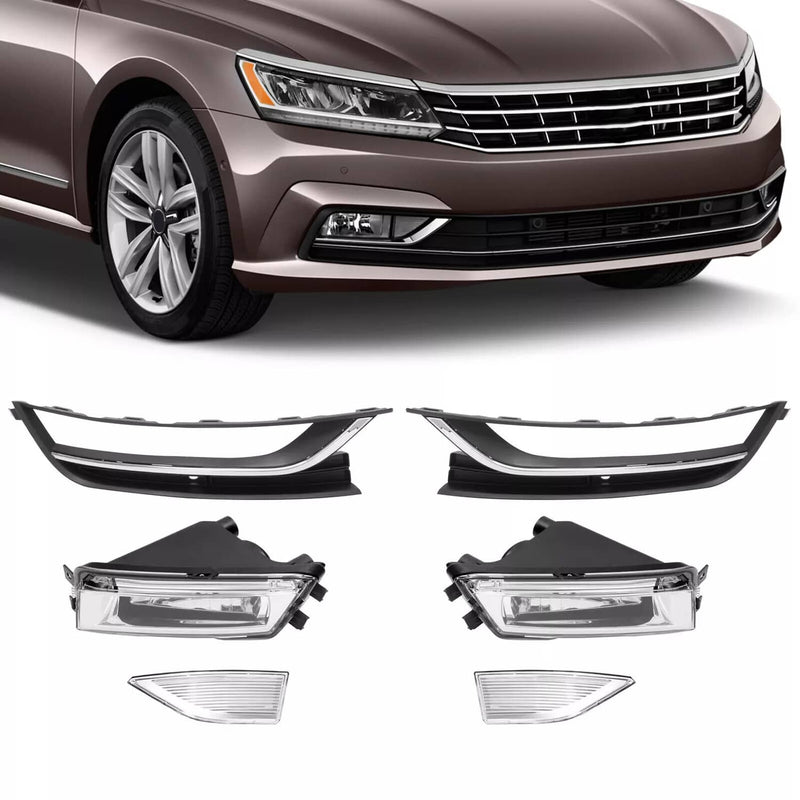 DURAFORCE Fog Light Bezels Chrome Trim RH LH for Volkswagen Passat 2012-2015 Pair
