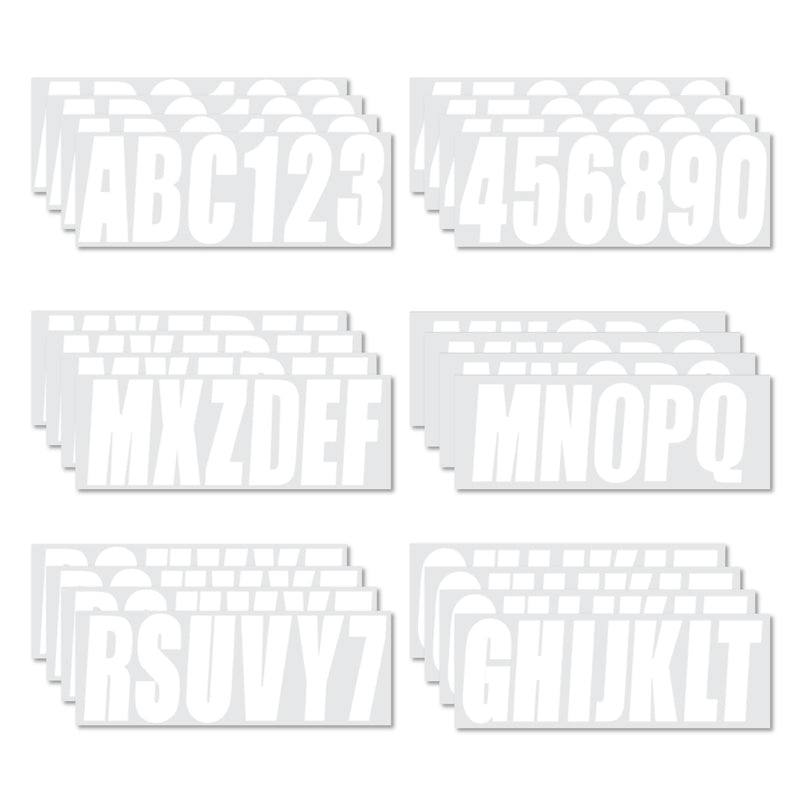 White Decal A-Z & 0-9 for Boat Letters Numbers Registration Stickers 4 Sets