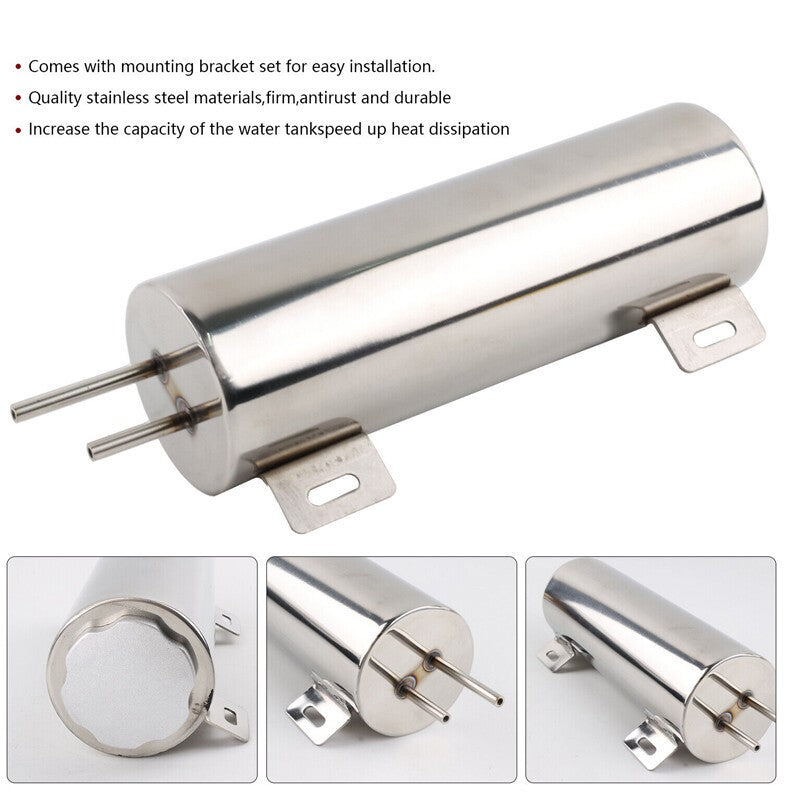 3" x 10" 32OZ Polished Stainless Steel Radiator Coolant Overflow Catch Tank Can