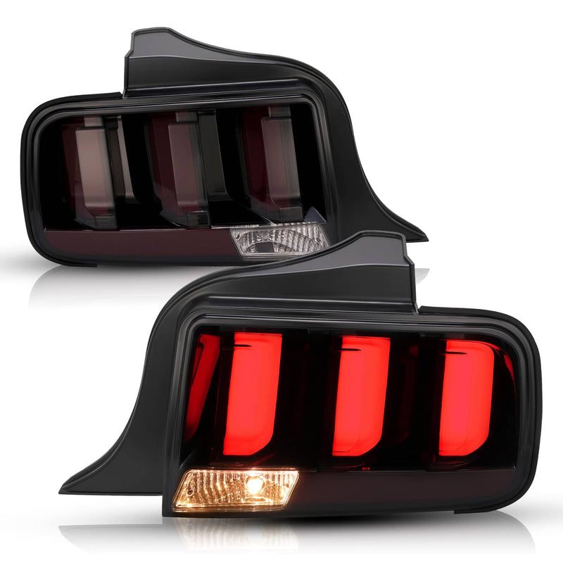 DURAFORCE LED Tube Signal Brake Lamps Smoked Tail Lights for Ford Mustang 2005-2009 Pair