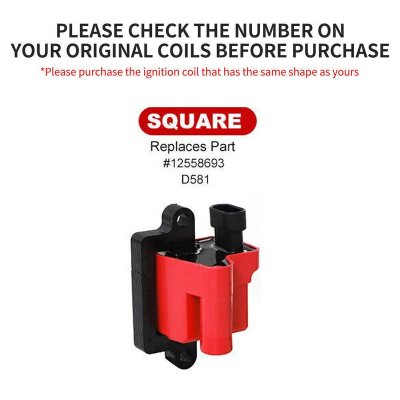 8Pack Square Ignition Coil Spark Plug Wire for Chevy GMC 4.8 5.3 6.0 8.1L