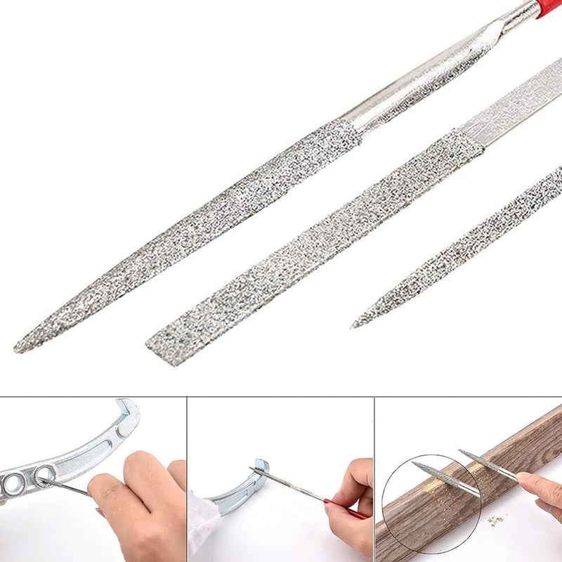 20x Diamond Needle File Set for Metal Glass Stone Wood Jewelry Carving Polishing