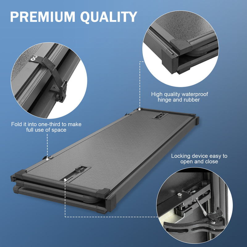 6FT Tri-Fold Hard Bed Tonneau Cover for Chevy Colorado GMC Canyon 2015-2024