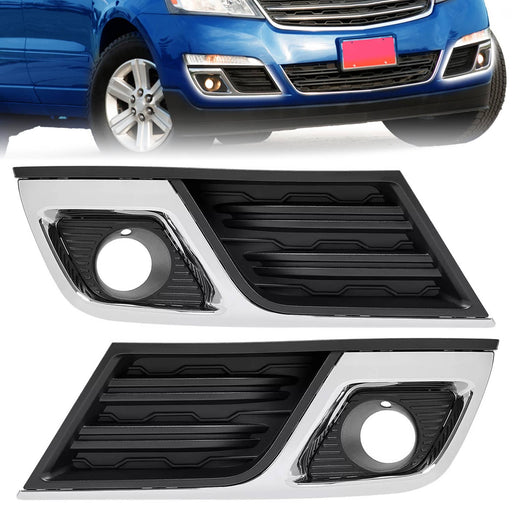 DURAFORCE Fog Light Cover Bezel Trim for Chevy Traverse 2013-2017 Left Right Black Chrome