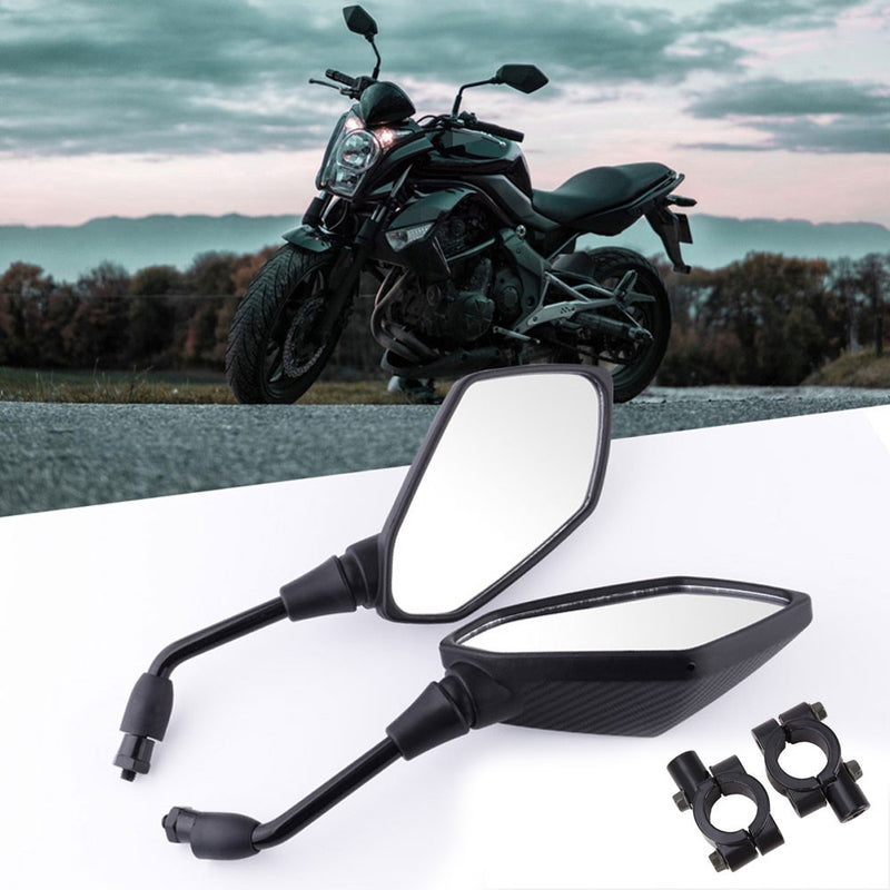 Pair 7/8" Rear View Side Mirrors for Suzuki Honda Kawasaki Motorcycle Handle Bar