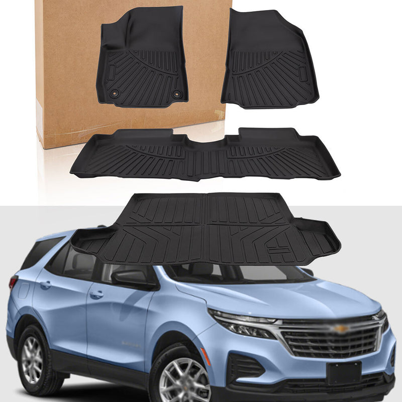 Floor Mats & Rear Cargo Liners for Chevrolet Equinox 2018-2024 Anti-Slip TPE