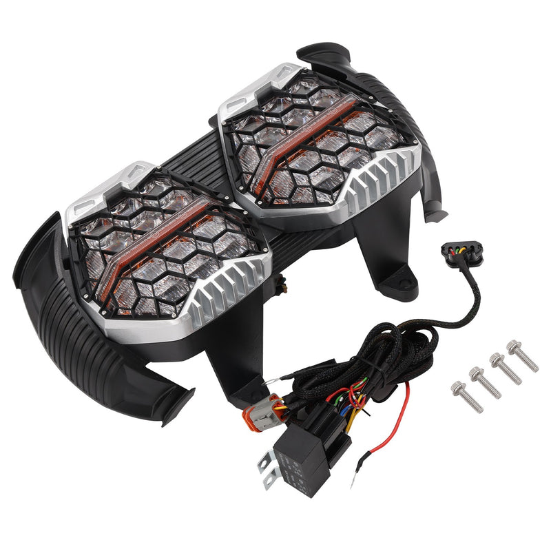 Dual LED Headlight Headlamp Projector Hi Lo Beam for Harley Road Glide 2015-2024