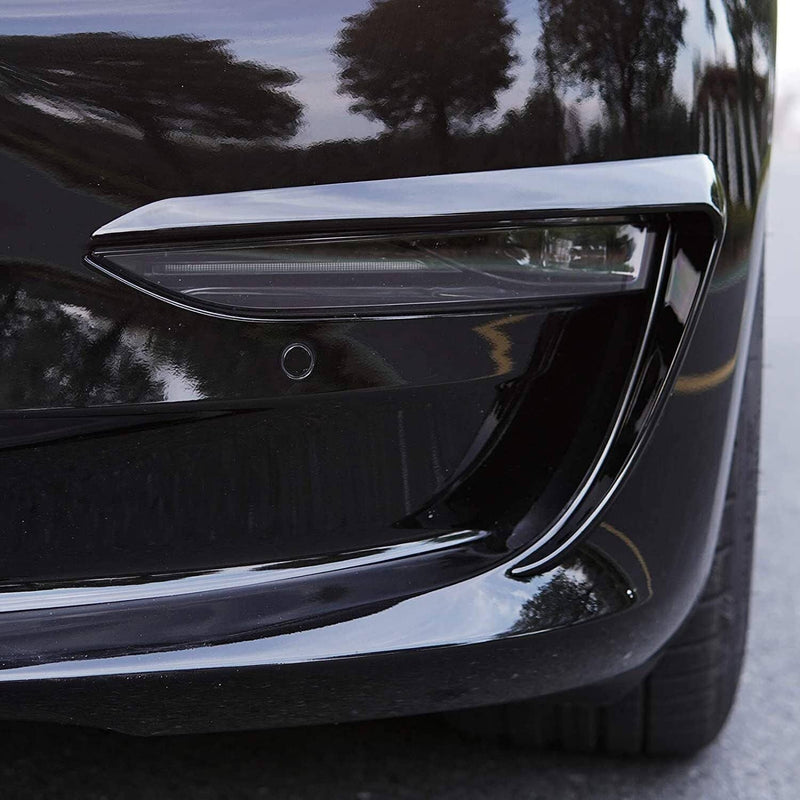 Gloss Black Front Fog Light Eyebrow Cover Trim for Tesla Model 3 2017-2023 U8