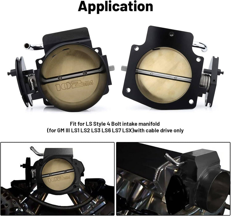 102mm Aluminum 4 Bolt Throttle Body & TPS IAC for GM Gen III LS1 LS2 LS6 LS7 LSX