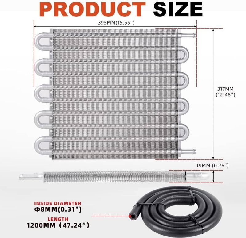 10 Rows Remote Transmission Oil Cooler Radiator Converter Kit Universal Aluminum