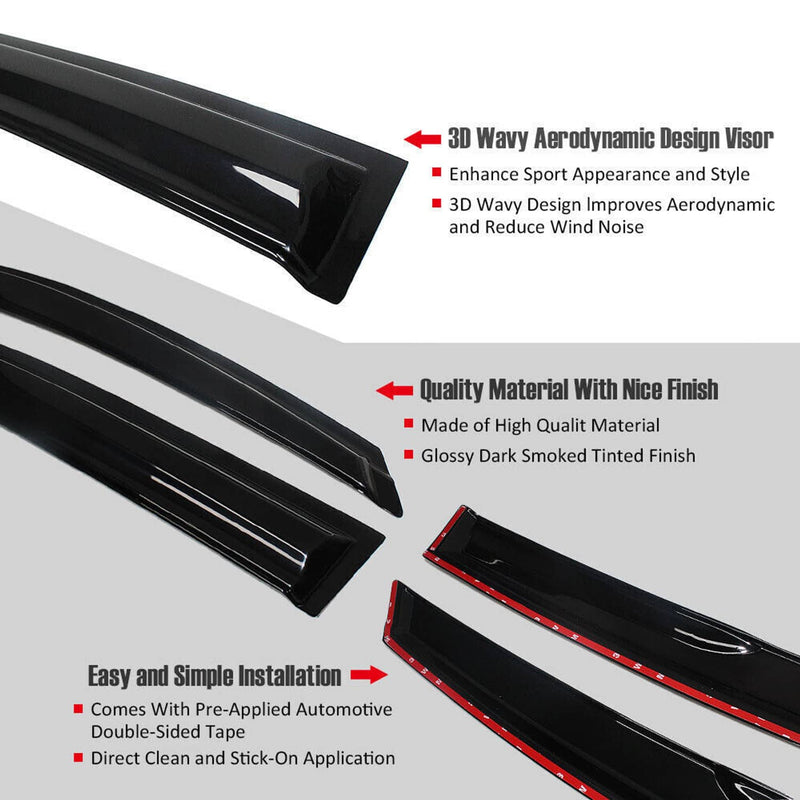 Window Visors Rain Guards for Honda Accord 2018-2022 3D Wavy Mugen Style