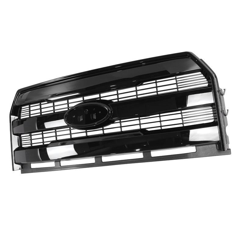 DURAFORCE For Ford F-150 2015-2017 Front Upper Grille+Bumper Face Bar End Side Gloss Black