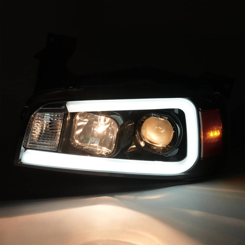 DURAFORCE DOT LED Tube Projector Headlights for Dodge Charger 2006-2010 Black